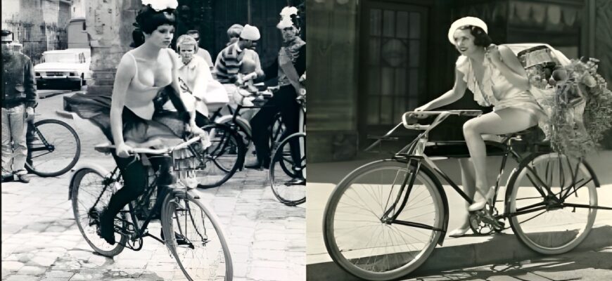 Девушки на велосипедах — 20 очень старых фото