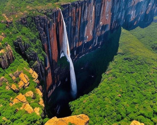 Водопады Анхель, расположенные на границе Венесуэлы и Бразилии